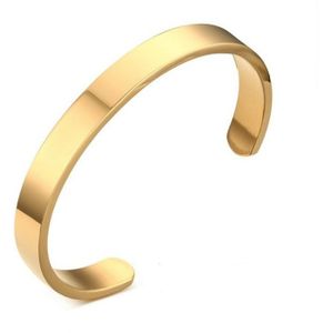 8mm breedte vrouwen mannen roestvrijstalen oppervlakte armband Bangle (goud)