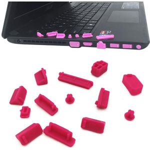 13 in 1 universele siliconen anti-stof pluggen voor laptop (rose rood)
