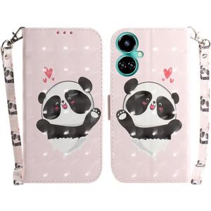 Voor Tecno Camon 19 3D Gekleurde Horizontale Flip Lederen Telefoon Case (Hart Panda)
