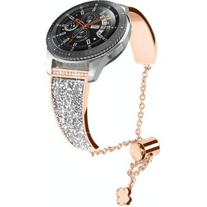 Voor Garmin Venu 2 / Forerunner 265 / 255 22 mm diamanten ketting mentale horlogeband (rosgoud)