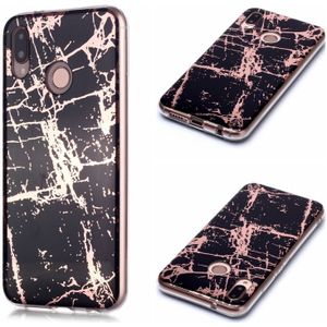 Voor Huawei P20 lite / nova 3e Plating Marble Pattern Soft TPU Protective Case (Black Gold)