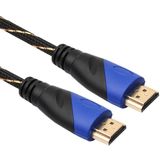 1 8 m HDMI 1.4 versie 1080 P geweven Net lijn blauw zwarte kop HDMI Male naar HDMI Male Audio Video connectorkabel met Mini HDMI & Micro HDMI & HDMI 3 in 1 Adapter Set