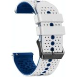 Voor Garmin Forerunner 255 muziek 22 mm geperforeerde tweekleurige siliconen horlogeband (wit + blauw)