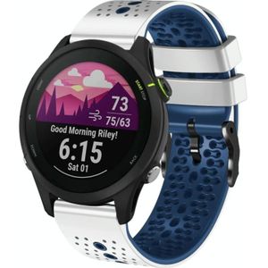 Voor Garmin Forerunner 255 muziek 22 mm geperforeerde tweekleurige siliconen horlogeband (wit + blauw)