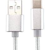 Brei structuur USB naar USB-C / Type-C Data Sync laad Kabel  Kabel Lengte: 1m  Voor Samsung Galaxy S8 & S8 PLUS / LG G6 / Huawei P10 & P10 Plus / Oneplus 5 / Xiaomi Mi6 & Max 2 / en andere Smartphones(zilver)