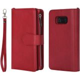 Voor Galaxy S8 2 in 1 Solid Color Zipper Shockproof Protective Case met Card Slots & Bracket & Photo Holder & Wallet Function(Red)