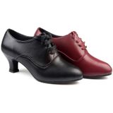 Latin Dansschoenen Dames Leer Square Dance Soft Soled Medium Heels Shoes  Maat: 35 (Black Velvet)