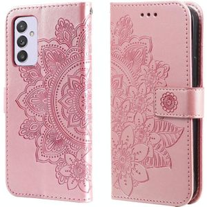 Voor Samsung Galaxy A82 5G 7-Petal Bloemen Embossing Patroon Horizontale Flip PU Lederen Case met Houder & Card Slots & Portemonnee & Photo Frame (Rose Gold)