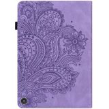 Voor Amazon Kindle Fire HD 8 2020 Peacock Embossed Pattern TPU + PU Horizontal Flip Leather Case met Holder & Card Slots & Wallet & Sleep / Wake-up Function(Purple)