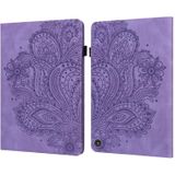 Voor Amazon Kindle Fire HD 8 2020 Peacock Embossed Pattern TPU + PU Horizontal Flip Leather Case met Holder & Card Slots & Wallet & Sleep / Wake-up Function(Purple)