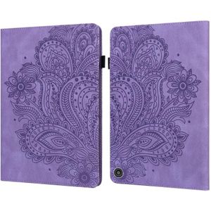 Voor Amazon Kindle Fire HD 8 2020 Peacock Embossed Pattern TPU + PU Horizontal Flip Leather Case met Holder & Card Slots & Wallet & Sleep / Wake-up Function(Purple)