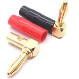 10 PCS / 5 paar 4mm Banana Plug L-vormige 90 graden zachte rubberen luidspreker bedrading luidspreker banana head (Rood+Zwart)