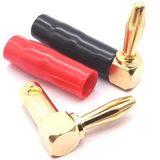 10 PCS / 5 paar 4mm Banana Plug L-vormige 90 graden zachte rubberen luidspreker bedrading luidspreker banana head (Rood+Zwart)