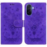 Voor Huawei nova Y70 Plus Butterfly Rose relif lederen telefoonhoes