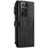 Voor Samsung Galaxy S21 Ultra 5G Caseme-C30 PU + TPU Multifunctionele Horizontale Flip Leren Case met Houder & Card Slot & Portemonnee & Rits Pocket (Zwart)