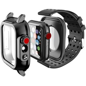 Voor Apple Watch 5 & 4 44mm/3 & 2 & 1 42mm RedPepper IP68 waterdichte Screen Protector + horlogeband + beschermhoes (zwart)