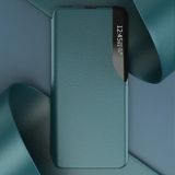 Side Display Magnetic Shockproof horizontale flip lederen hoes met houder voor iPhone 12 / 12 Pro(Blauw)