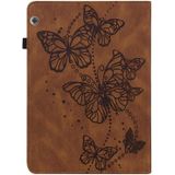 Voor Huawei MediaPad T5 10 inch Relif Butterfly Patroon Horizontale Flip Lederen Tablet Case (Brown)