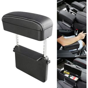 Universal Car PU Leder verpakt armleuning Box Cushion Auto Armsteun Box Mat met opbergdoos (Zwart Wit)