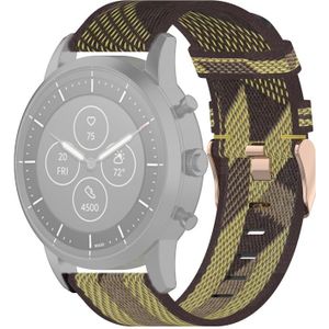 22mm Stripe Weave Nylon Polsband Horlogeband voor Fossil Hybrid Smartwatch HR  Male Gen 4 Explorist HR & Sport (Geel)