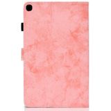 Voor Samsung Galaxy Tab A7 (2020) T500 Marble Style Cloth Texture Leather case met Bracket & Card Slot & Pen Slot & Anti Skid Strip(Pink)