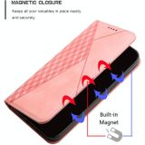 For Samsung Galaxy S21 FE Diamond Pattern Splicing Skin Feel Magnetic Horizontal Flip Leather Case with Card Slots & Holder & Wallet(Rose Gold)