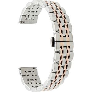22mm Voor Huawei Watch GT2e GT2 46mm Zeven roestvrijstalen bandjes (zilver rosgoud)