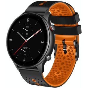 Voor Amazfit GTR 2e 22 mm geperforeerde tweekleurige siliconen horlogeband (zwart + oranje)