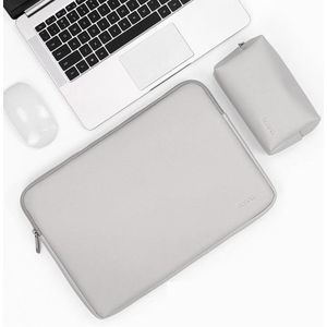BAONA BN-Q001 PU lederen laptoptas  kleur: grijs + power tas  maat: 16/17 inch