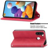 Voor Samsung Galaxy A21 (EU) Retro Skin Feel Business Magnetische Horizontale Flip Lederen Case met Houder & Kaart Slots & Portemonnee & Foto Frame (Rood)