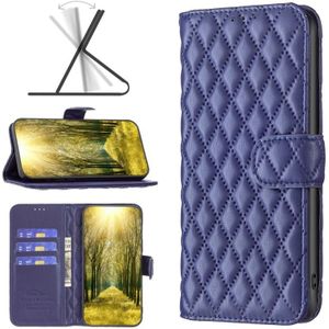Diamond Lattice Wallet Leather Flip Phone Case For iPhone X / XR(Blue)