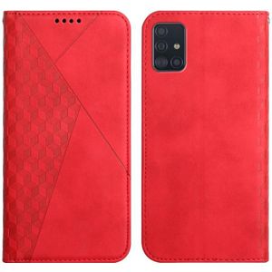 For Samsung Galaxy A71 Diamond Pattern Splicing Skin Feel Magnetic Horizontal Flip Leather Case with Card Slots & Holder & Wallet(Red)