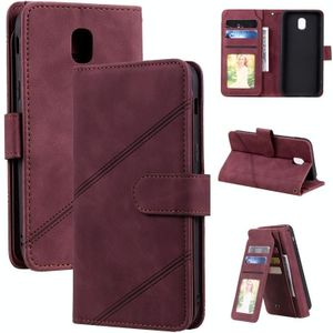 Voor Samsung Galaxy J5 2017 Huid Feel Business Horizontale Flip PU Lederen Case met Houder & Multi-Card Slots & Portemonnee & Lanyard & Photo Frame (Wine Red)