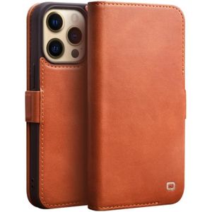 QIALINO Magnetic Buckle Leather Phone Case For iPhone 13 Pro Max(Brown)