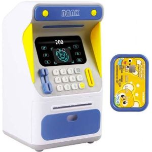 Simulatie Gezichtsherkenning ATM Cash Deposit Box Simulatie Wachtwoord Automatisch Rollend Geld Safe Deposit Box  Kleur: Blauw (Batterij Versie)