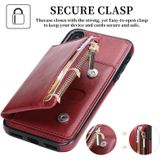 Zipper Wallet Bag PU Back Cover Shockrpoof Phone Case with Holder & Card Slots & Wallet For iPhone  X / XS(Red)