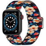 Verstelbare elastische print horlogeband voor Apple Watch Series 6 & se & 5 & 4 44mm / 3 & 2 & 1 42mm (Rhododendron)