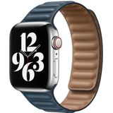 Voor Apple Watch Series 6 & SE & 5 & 4 44mm / 3 & 2 & 1 42mm Lederen vervangende band Horlogeband(Blauw)