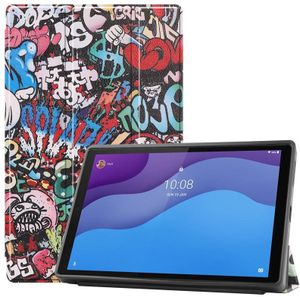 Voor Lenovo Tab M10 HD 2nd Gen TB-X306 Painted Pattern Horizontal Flip Tablet PC Leather Case met Tri-fold Bracket & Sleep / Wake-up Function(Graffiti)