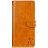 Voor Samsung Galaxy A71 5G Embossed Happy Cat Pattern Horizontale Flip Lederen Case met Holder & Card Slots & Wallet & Photo Frame(Geel)