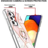 Voor Samsung Galaxy A13 4G splitsen marmeren bloempatroon TPU ringhouder (roze bloem)