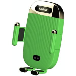 S18 15W Auto Draadloze Oplader Telefoonhouder  Kleur: Groen met zuignapbeugel