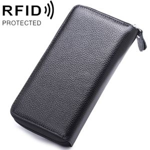 902 antimagnetische RFID Litchi textuur vrouwen grote capaciteit hand portemonnee portemonnee telefoon tas met kaartsleuven (zwart)