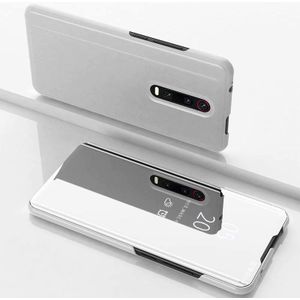 Voor OnePlus 8 Vergulde Spiegel horizontale flip lederen koffer met houder (zilver)