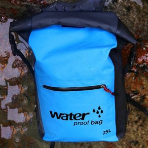 Outdoor vouwen dubbele schoudertas droge zak PVC waterdichte rugzak  capaciteit: 25L (hemelsblauw)