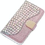 Voor Samsung Galaxy A02s (Amerikaanse versie) Laser Glitter Poeder Matching Crocodile Texture Horizontale Flip Lederen Hoesje met Kaart Slots &Holder &Portemonnee (Zilver)