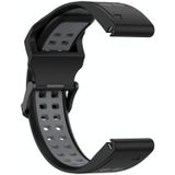 Voor Garmin Instinct 2X Solar 26 mm tweekleurige siliconen horlogeband met omgekeerde gesp (zwart + grijs)