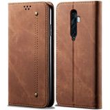 Voor OPPO Reno 2 Denim Texture Casual Style Horizontal Flip Leather Case met Holder & Card Slots & Wallet(Brown)