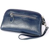 2025 multifunctionele Litchi textuur vrouwen grote capaciteit hand portemonnee shell tas met kaartsleuven (Sapphire Blue)