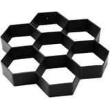 Plastic Floor Mold Ultralight DIY Garden Bestrating Hexagonal Fancy Mould (Zwart)